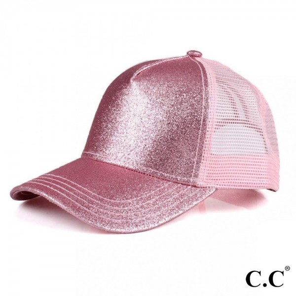 Wholesale c C BT Glitter trucker ponytail cap mesh back Polyester Adjustable vel