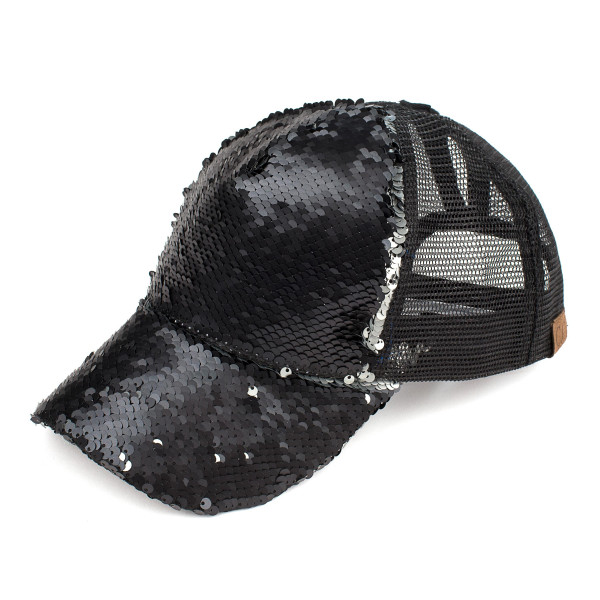 Wholesale c C Brand Pony Cap BT Reversible sequin ponytail baseball cap mesh bac