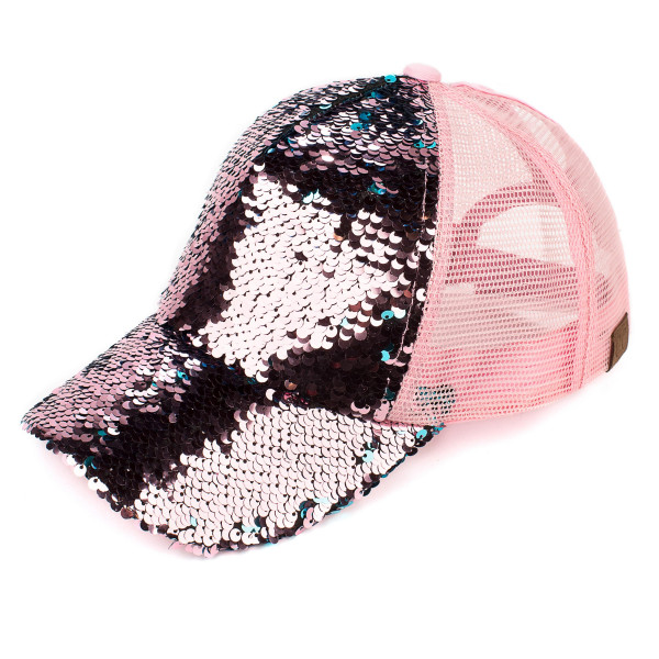 Wholesale c C Brand Pony Cap BT Reversible sequin ponytail baseball cap mesh bac