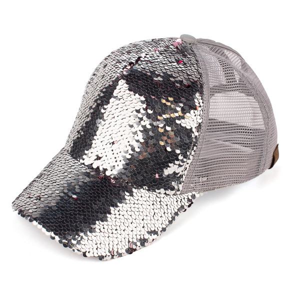 Wholesale c C Brand Pony Cap BT Reversible sequin ponytail baseball cap mesh bac