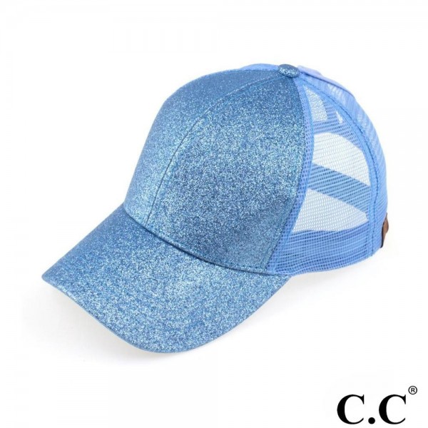 Wholesale c C BT Glitter trucker ponytail cap mesh back Polyester Adjustable vel