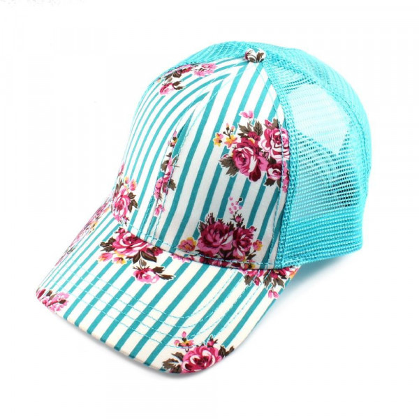 Wholesale c C Brand BT striped floral baseball cap mesh back Adjustable velcro b