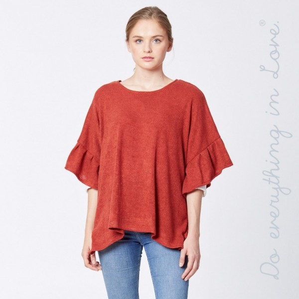 Wholesale do everything Love brand solid color short sleeve ruffle trim poncho O