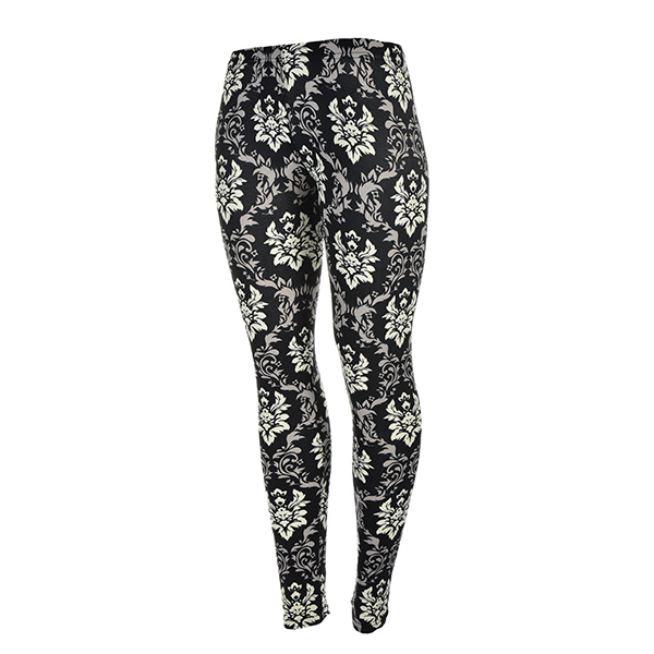 Wholesale peach skin black ivory gray damask printed leggings Made polyester Spa