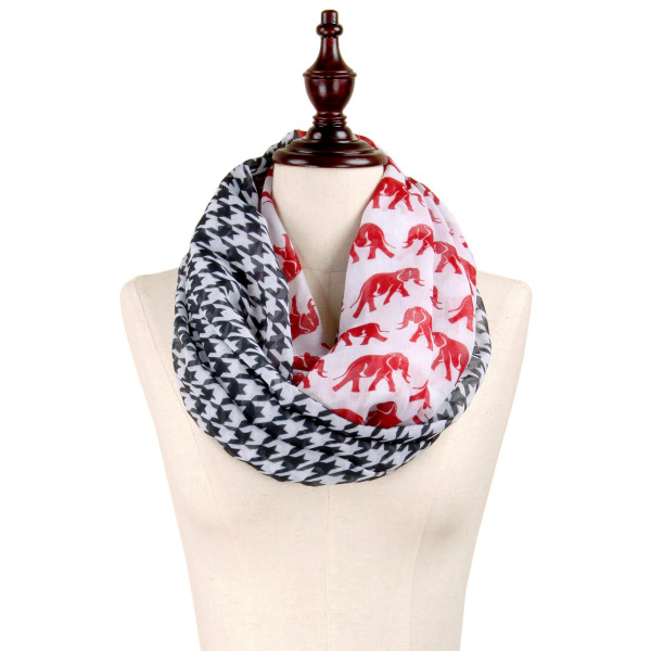 Wholesale lightweight infinity scarf black white houndstooth crimson elephant pa