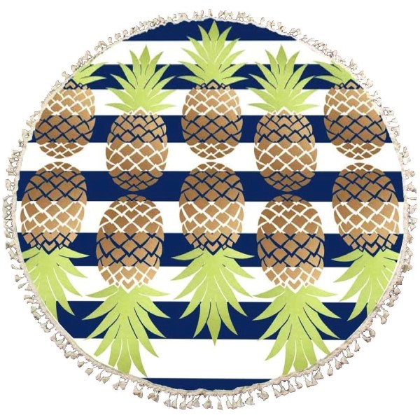 Wholesale blue white striped roundie pineapple print roundie can be used beach w