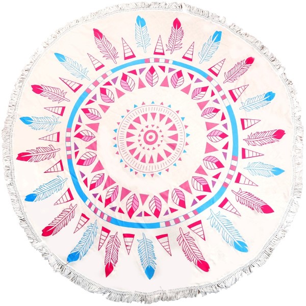 Wholesale ivory roundie feather print roundie can be used beach wall rug diamete