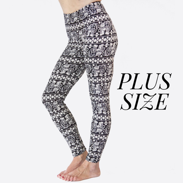 Wholesale pLUS Kathy Mix printed peach skin leggings seamless chic must have eve