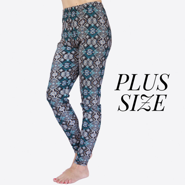 Wholesale pLUS Kathy Mix printed peach skin leggings seamless chic must have eve