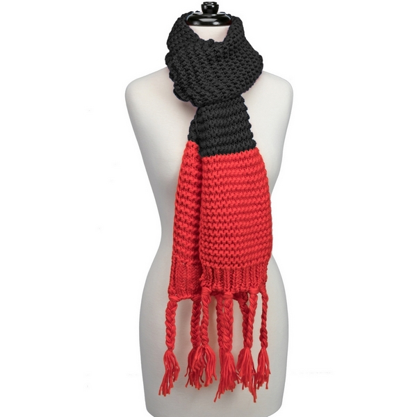Wholesale heavyweight knit open scarf two pattern tassels ends gameday
