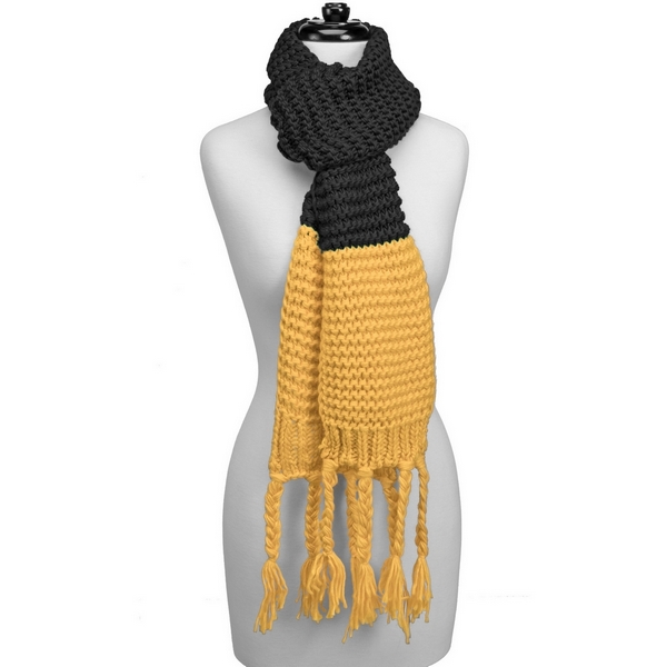 Wholesale heavyweight knit open scarf two pattern tassels ends gameday