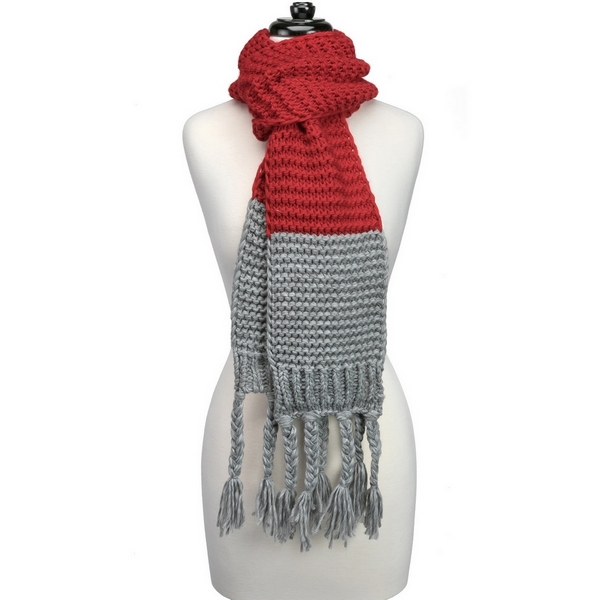 Wholesale heavyweight knit open scarf two pattern tassels ends gameday