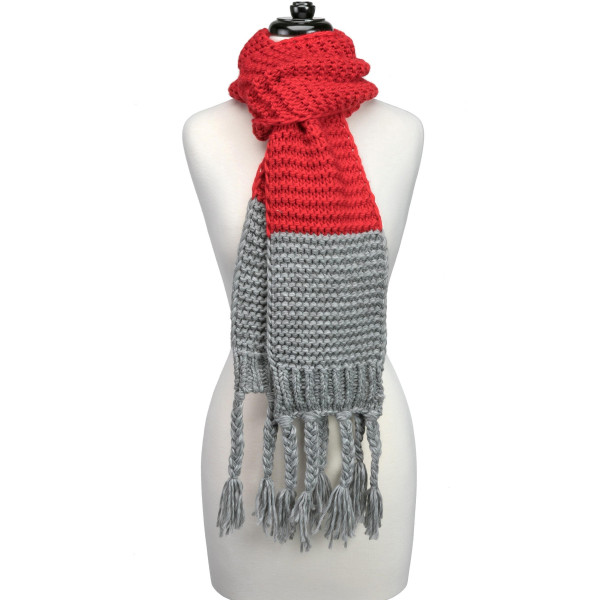 Wholesale heavyweight knit open scarf two pattern tassels ends gameday