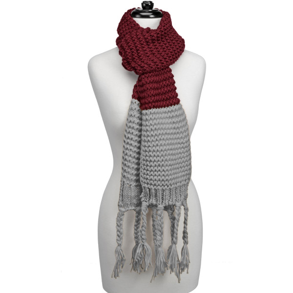 Wholesale heavyweight knit open scarf two pattern tassels ends gameday