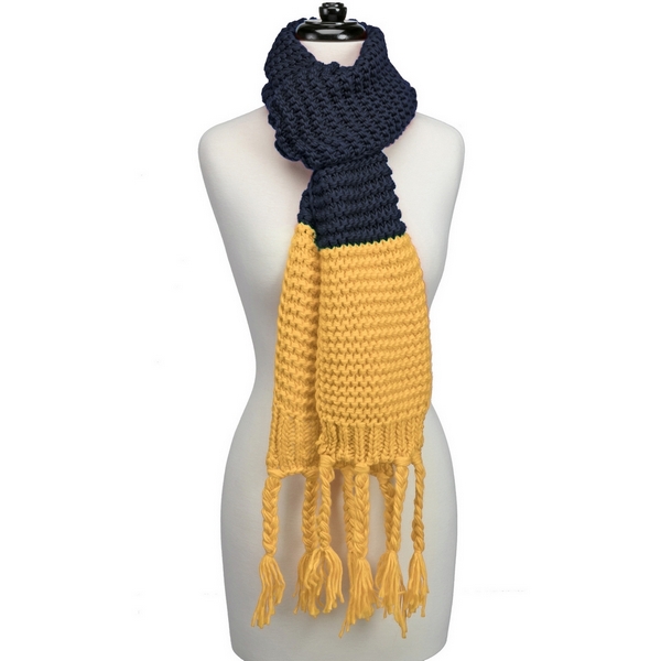 Wholesale heavyweight knit open scarf two pattern tassels ends gameday