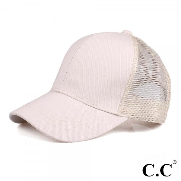 Wholesale cC Pony Cap BT CC ponytail hat mesh back Adjustable velcro back CC lea