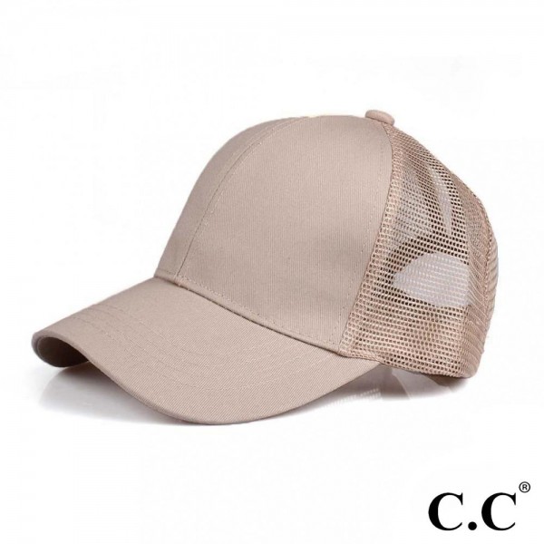 Wholesale cC Pony Cap BT CC ponytail hat mesh back Adjustable velcro back CC lea