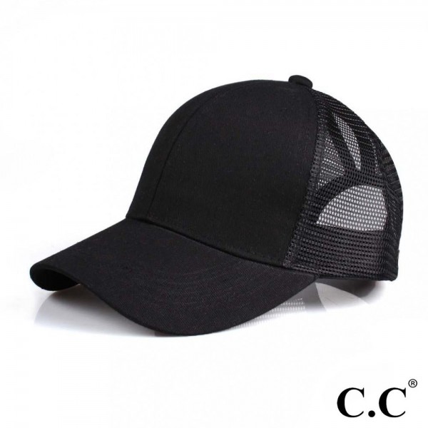 Wholesale cC Pony Cap BT CC ponytail hat mesh back Adjustable velcro back CC lea
