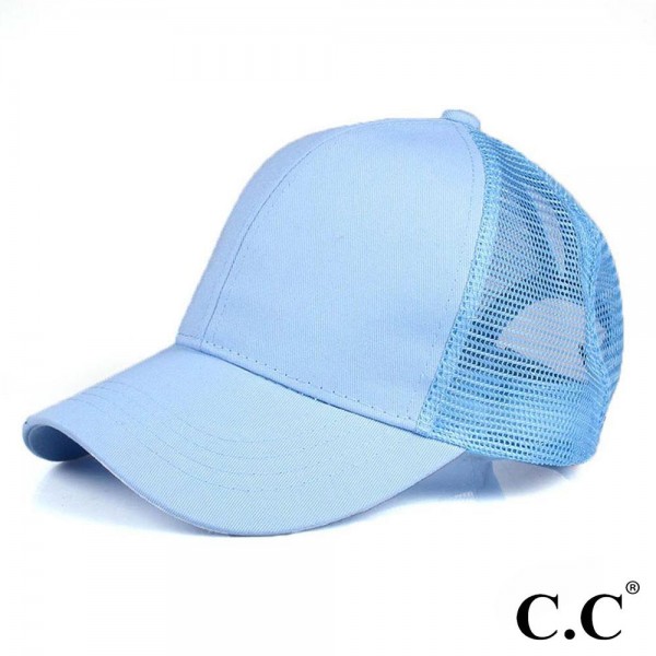 Wholesale cC Pony Cap BT CC ponytail hat mesh back Adjustable velcro back CC lea