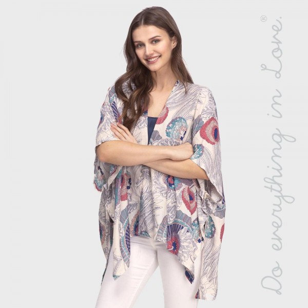Wholesale do everything Love brand lightweight floral print short kimono One fit