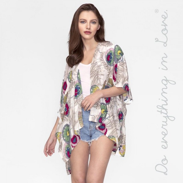 Wholesale do everything Love brand lightweight floral print short kimono One fit