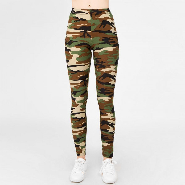 Wholesale cute camo pair camouflage print leggings stretch knit fabric classic c