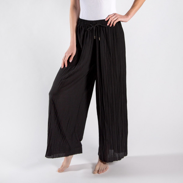 Wholesale long palazzo pants adjustable waist string One fits most inseam Polyes
