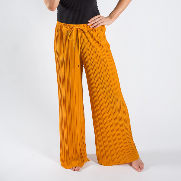 Wholesale long palazzo pants adjustable waist string One fits most inseam Polyes