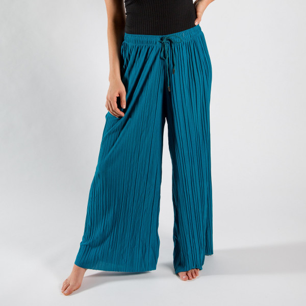 Wholesale long palazzo pants adjustable waist string One fits most inseam Polyes