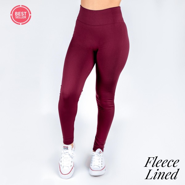 Wholesale kathy Mix burgundy fleece lined leggings seamless chic must have ever