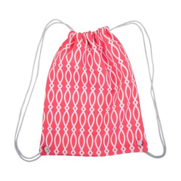 Wholesale neoprene drawstring bag hot pink white pattern monogramming bag has st
