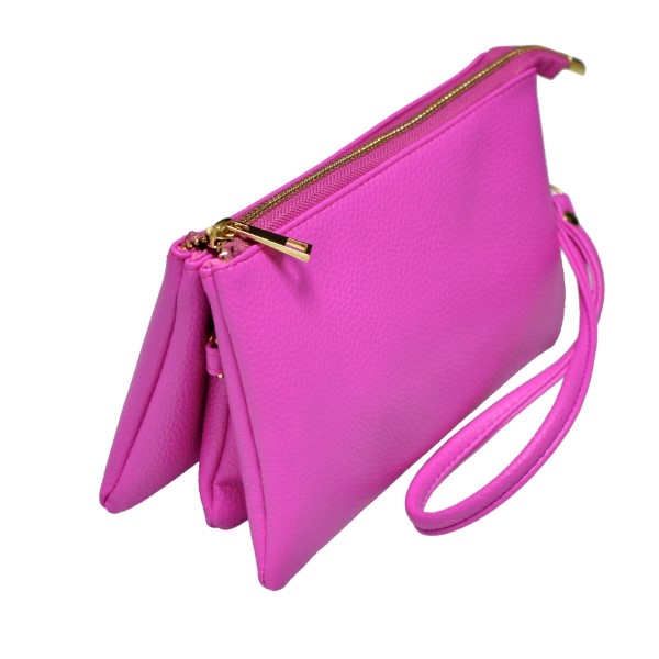 Wholesale multi compartment pink clutch comes detachable wristlet strap adjustab