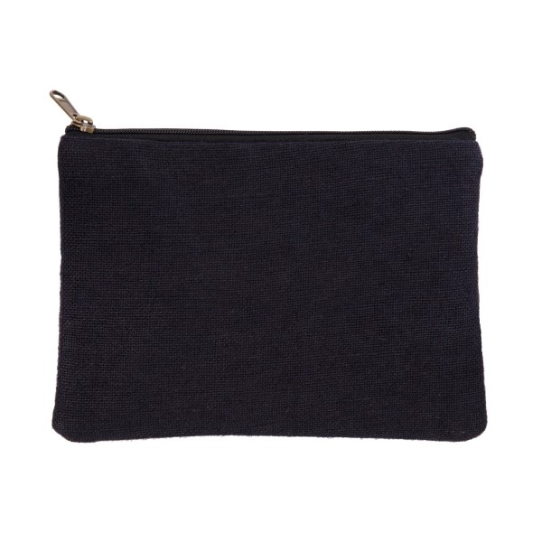 Wholesale black burlap pouch top zipper closure lined inside tall Great monogram