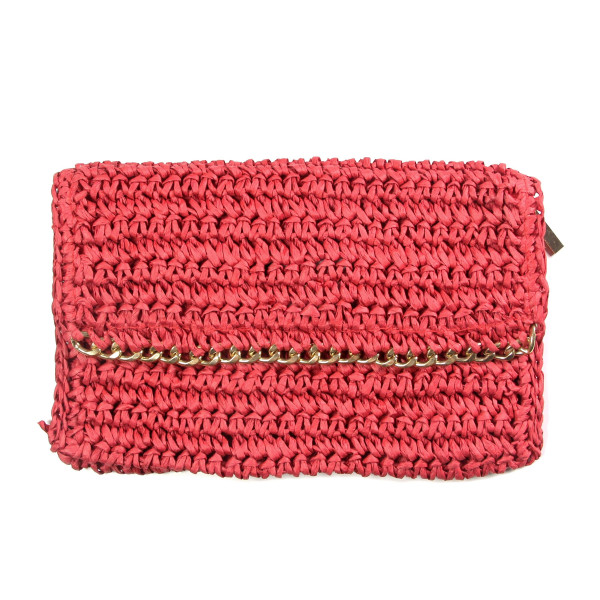 Wholesale woven straw clutch magnetic zipper closure gold accents paper