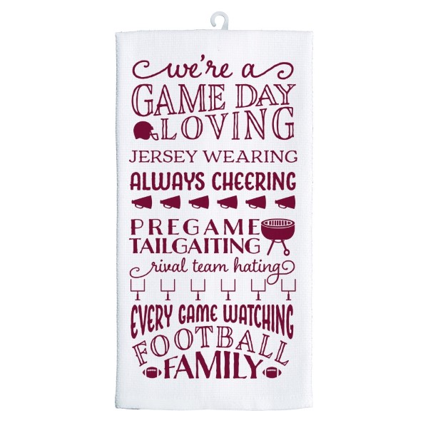 Wholesale gameday tea towel maroon white reads We re game day loving jersey wear