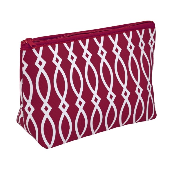 Wholesale small neoprene zipper pouch maroon white print monogramming