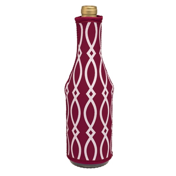 Wholesale insulated neoprene wine coozie maroon white print monogramming machine