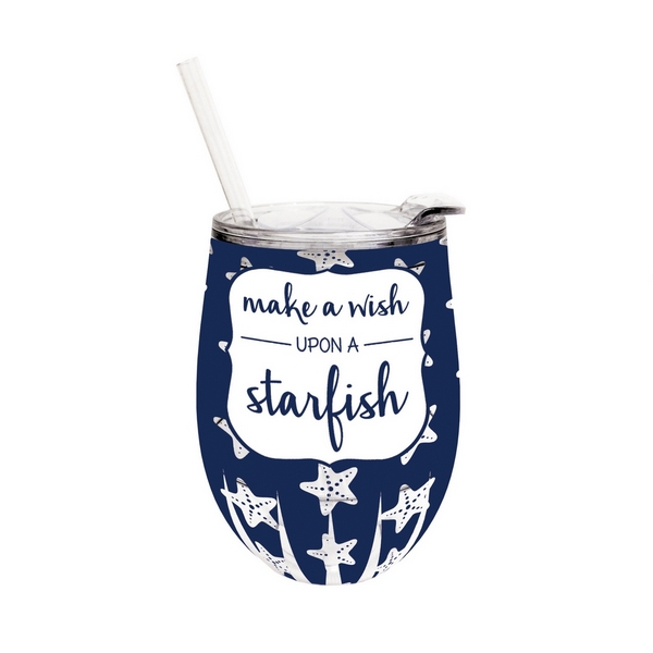 Wholesale ounce plastic stemless wine sippy cup lid straw saying Make wish upon
