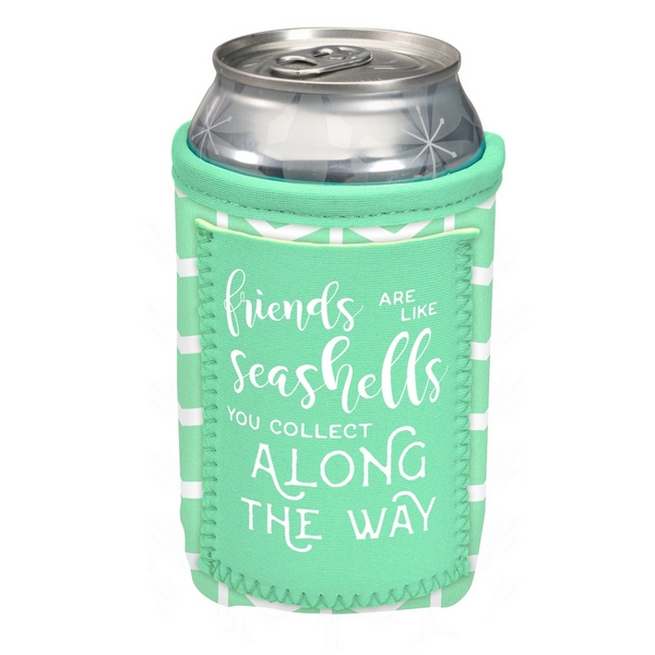 Wholesale can cooler pocket saying Friends like seashells collect along way