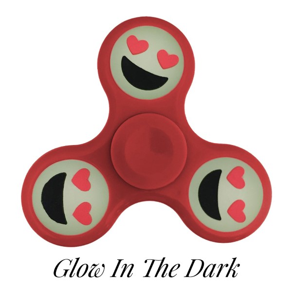 Wholesale red Glow Dark fidget spinner smiling heart eyes emoji Allows spin stre