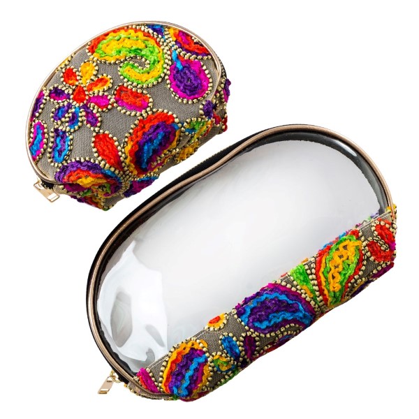 Wholesale set two zipper bags can be used makeup travel at beach embroidered pai