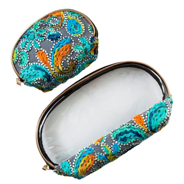 Wholesale set two zipper bags can be used makeup travel at beach embroidered pai