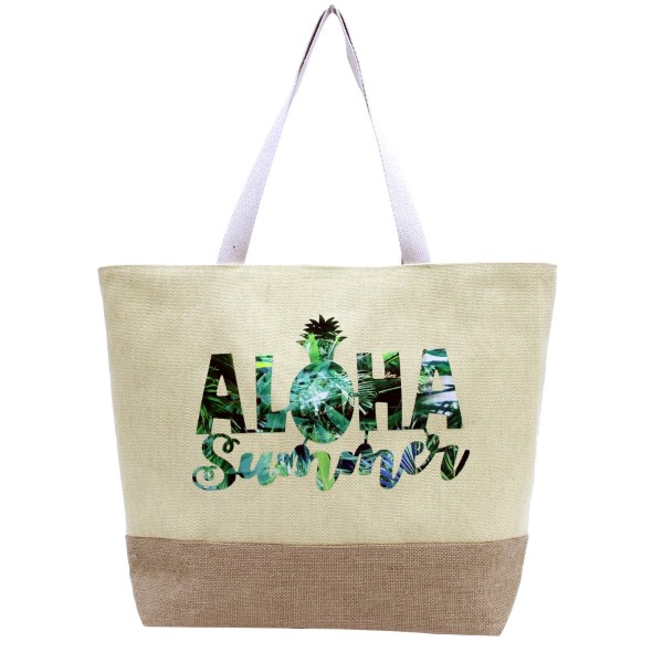 Wholesale aloha Summer tote bag fully lined interior magnetic closure inside po