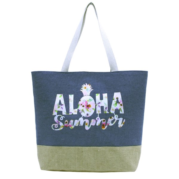 Wholesale aloha Summer tote bag fully lined interior magnetic closure inside po