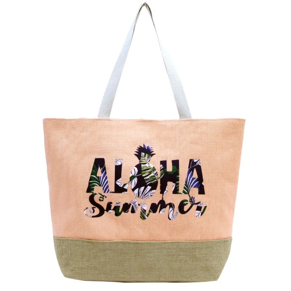 Wholesale aloha Summer tote bag fully lined interior magnetic closure inside po