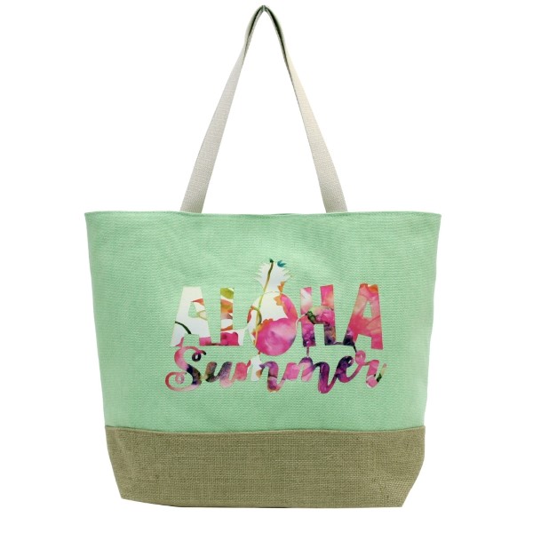 Wholesale aloha Summer tote bag fully lined interior magnetic closure inside po