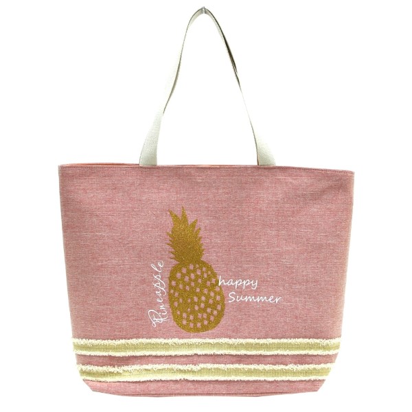 Wholesale glitter pineapple printed tote bag fully lined interior magnetic closu