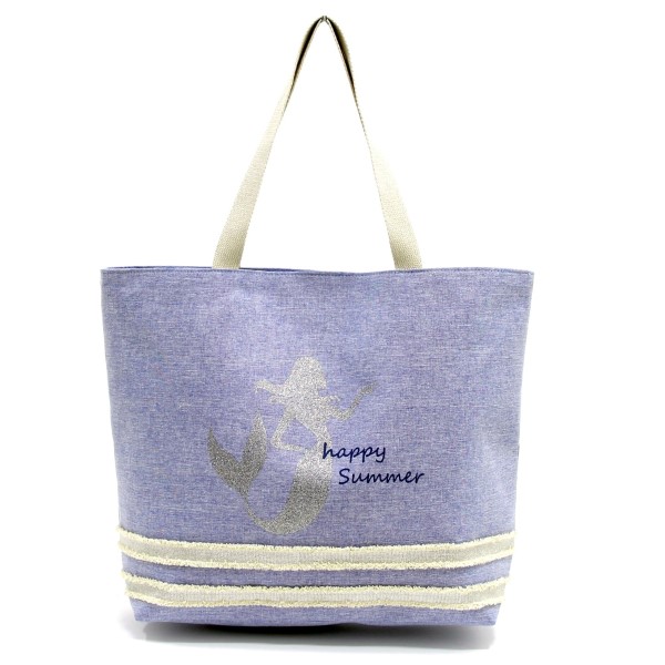 Wholesale glitter mermaid printed tote bag fully lined interior magnetic closure