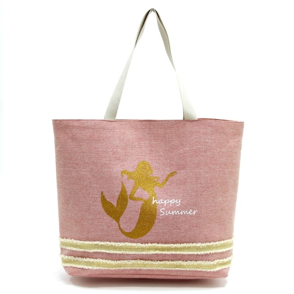 Wholesale glitter mermaid printed tote bag fully lined interior magnetic closure