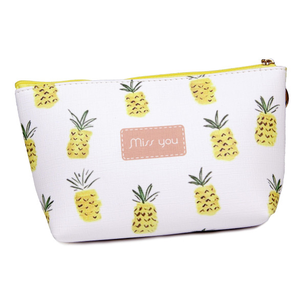 Wholesale faux leather pouch top zipper closure lined inside PU leather